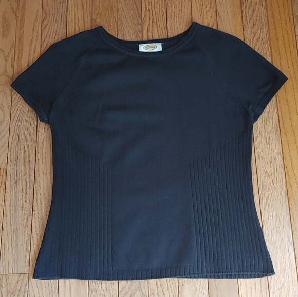 ♦️3 for $15 Talbots Navy Blue Knit Shell Top - Picture 1 of 10